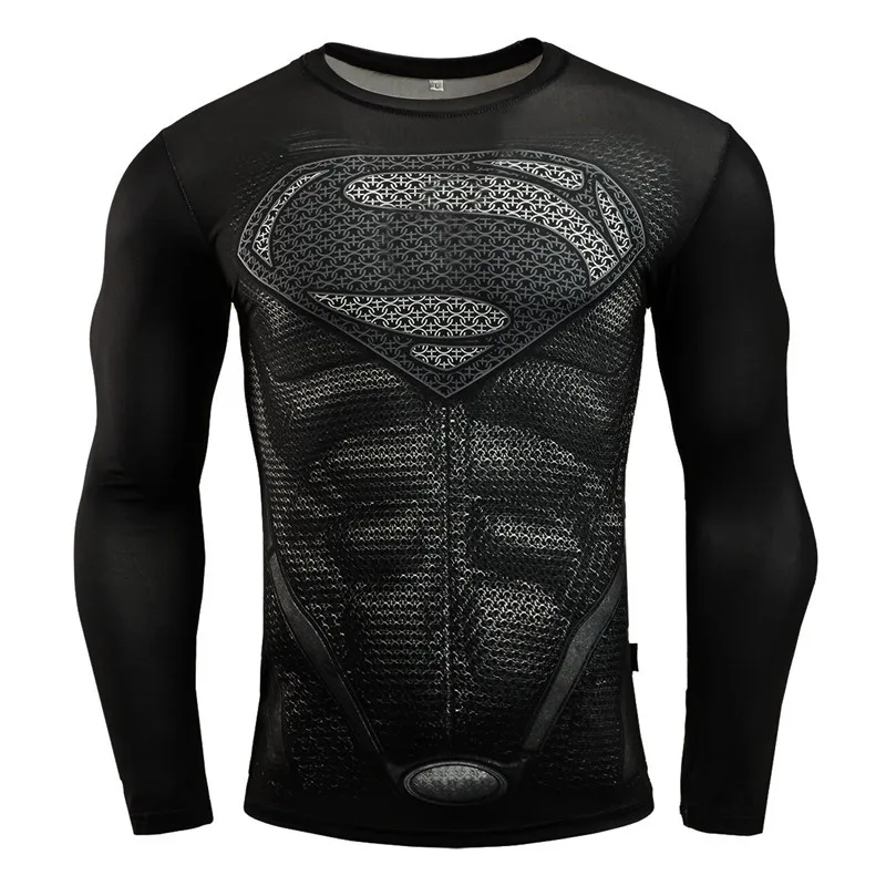 

Rashgard Superman Sport Shirt Men 3D Print Quick-drying Running T-Shirts Compression Shirt Sport Fitness Tops Gym Tshirt