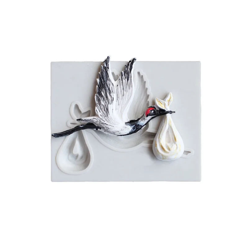Silicone Mold Flower Silicone Mould Aouke Red-crowned crane Silicone Decorating Molds Cake Silicone Mold Sugarpaste Candy Chocolate Clay Mould