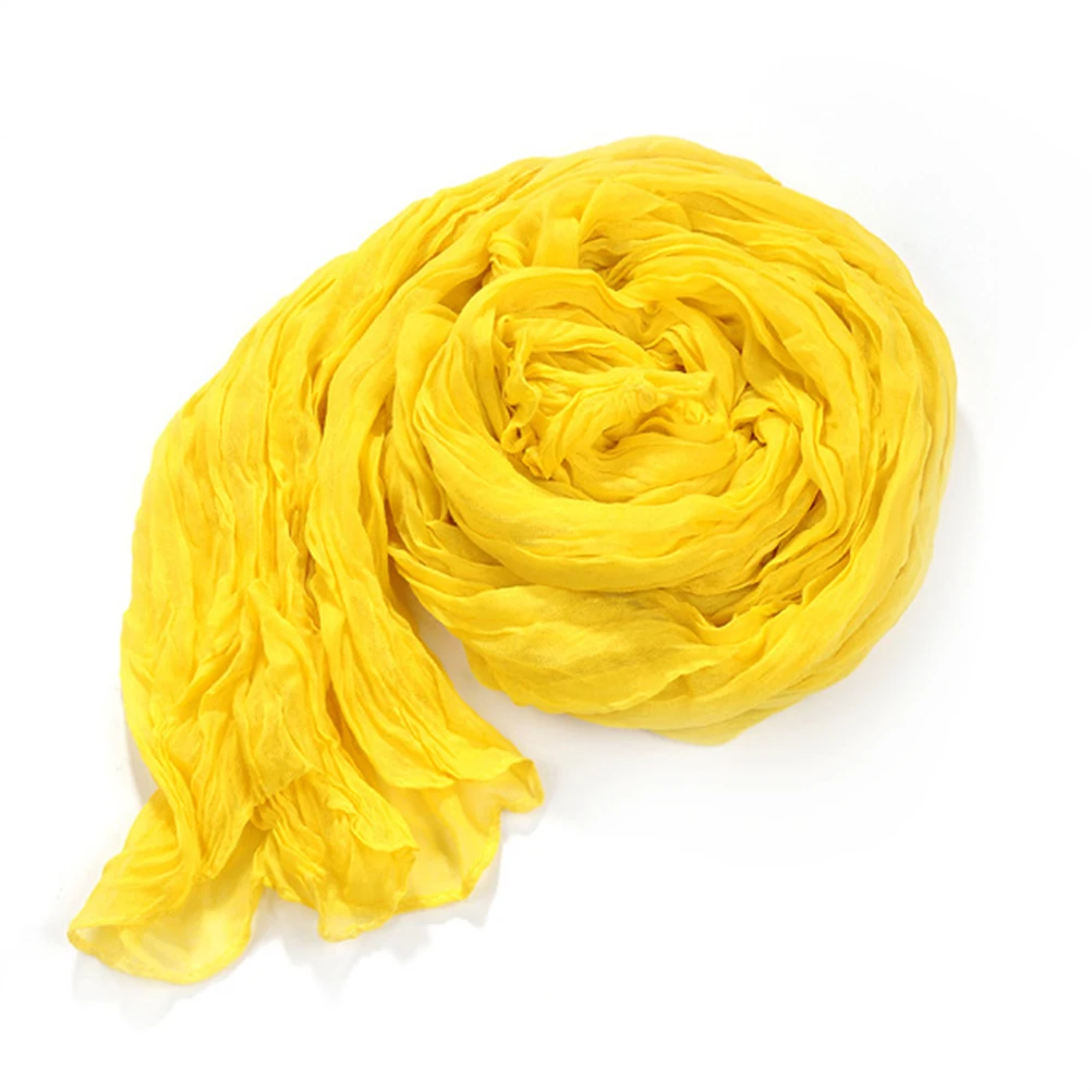 Модные женские туфли вуаль осень-зима одноцветное Цвет длинный шарф легкий шарф Sheer Обёрточная бумага шаль для одежды украшения(желтый