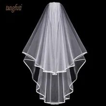 Простая двухслойная свадебная вуаль белого цвета и цвета слоновой кости, расческа по краю ленты, дешевые свадебные аксессуары, короткая фата для невесты