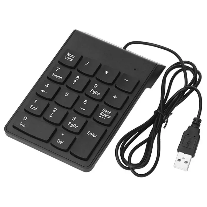 Проводная цифровая клавиатура с USB тонкая мини панель цифрами 18 клавишами для