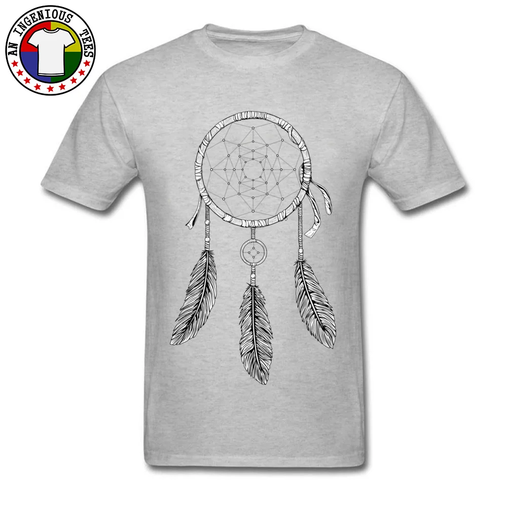 Dream Catcher White Crewneck T-Shirt NEW YEAR DAY Tops Shirts Short Sleeve Fashion Cotton Normal Tee Shirts Printed On Adult Dream Catcher White grey