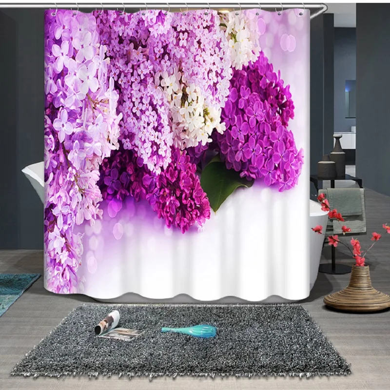 Красивый цветок 3D печать узор современный полиэстер водонепроницаемый плесени душ украшения дома занавески для ванной