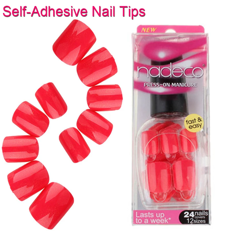 Buy 12Sets Full Cover Red Rose Pink Self Adhesive Fake