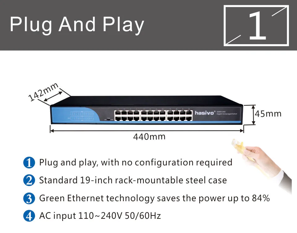 24 порта RJ45 сетевой коммутатор Ethernet 10/100/1000 Мбит/с Ethernet коммутатор гигабитный коммутатор для ip-камеры