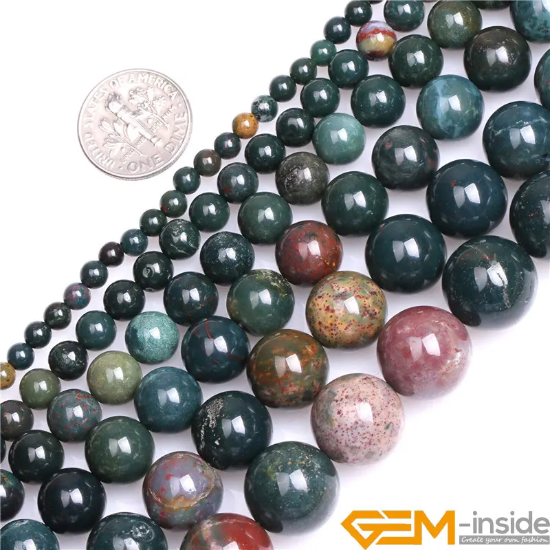 

Round Natural Dark Green Blood Stone Beads Selectable Size 4mm To 14mm DIY Loose Beads For Jewelry Making Strand 15"Wholesale
