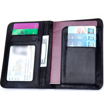 

New Genuine Leather Men&women Business Passport Case Trendy Clutch Passport Cover Knitting Change Wallet Male Passport Holder