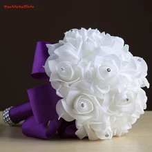 BacklakeGirls Свадебный букет искусственный кристалл невесты Foamflower атласные цветы брошь свадебные букеты