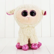 25cm Ty Beanie Boos Big Eyes Plush Toy Doll White Sheep TY Baby Kids Gift Collection