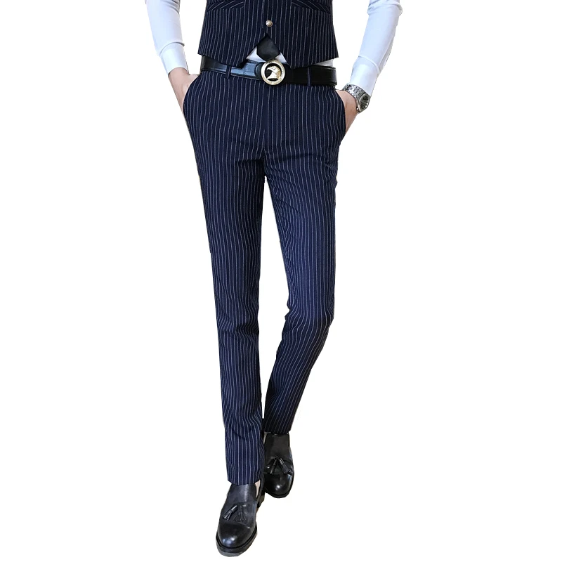 Mens Striped Pants Slim Design Blue & Black Pants Men Asia size 28 - 36 men pant high quality trousers Mens Striped Pants Slim Design Blue & Black Pants Men Asia size 28 - 36 men pant high quality trousers