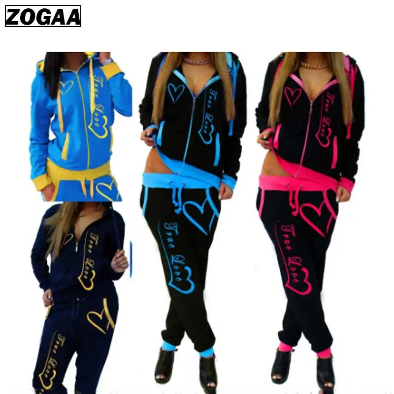 Cena ZOGAA moda damska dres dwuczęściowy zestaw odzież sportowa dla kobiet ubrania zimowe strój do fitnessu 2 sztuka garnitur dresy