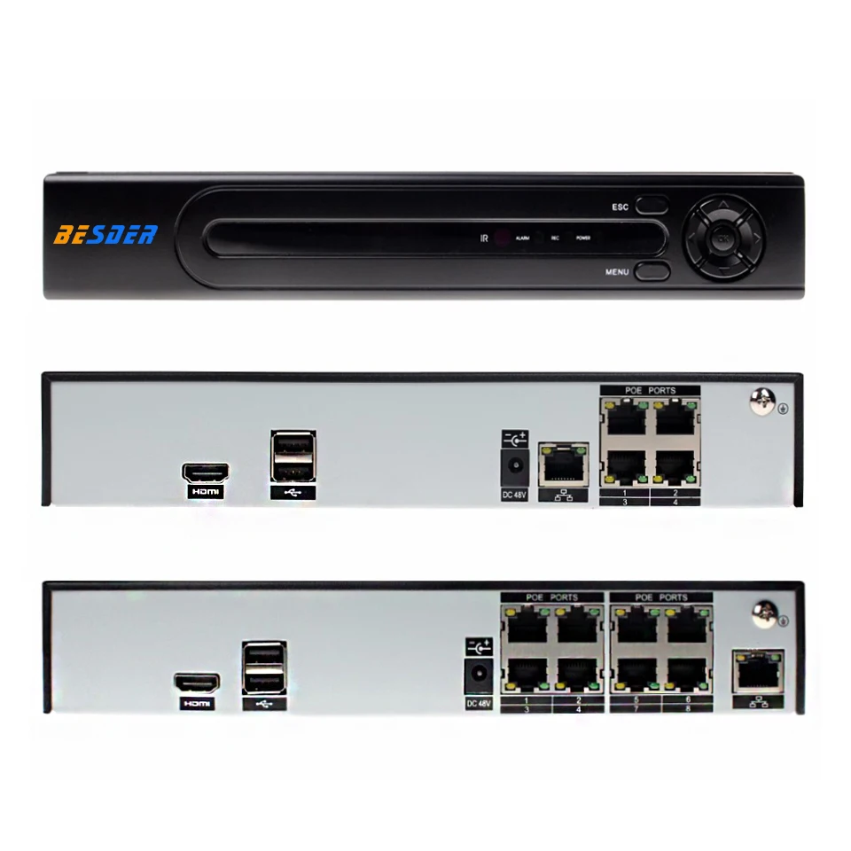 BESDER H.265 ONVIF 4CH 8CH Max 4K HDMI Система охранного видеонаблюдения POE NVR HI3798M 4MP 5MP P2P
