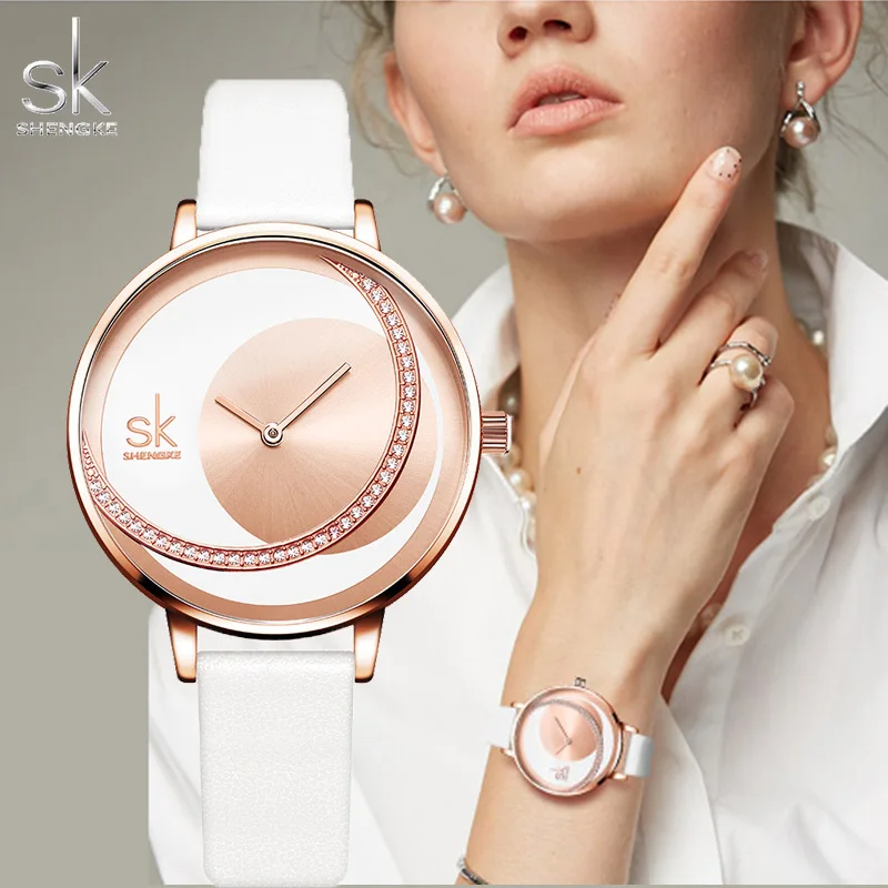 SK Shengke Стразы Часы для женщин Брендовые женские кварцевые наручные часы Reloj Mujer роскошные женские часы из нержавеющей стали xfcs