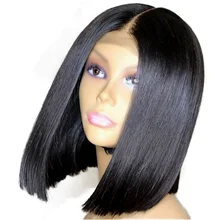13×6 Short Lace Front Human Hair Wig For Black Women Brazilian Straight Remy Bob Wig Lace Frontal Wig Pre Plucked With Baby Hair