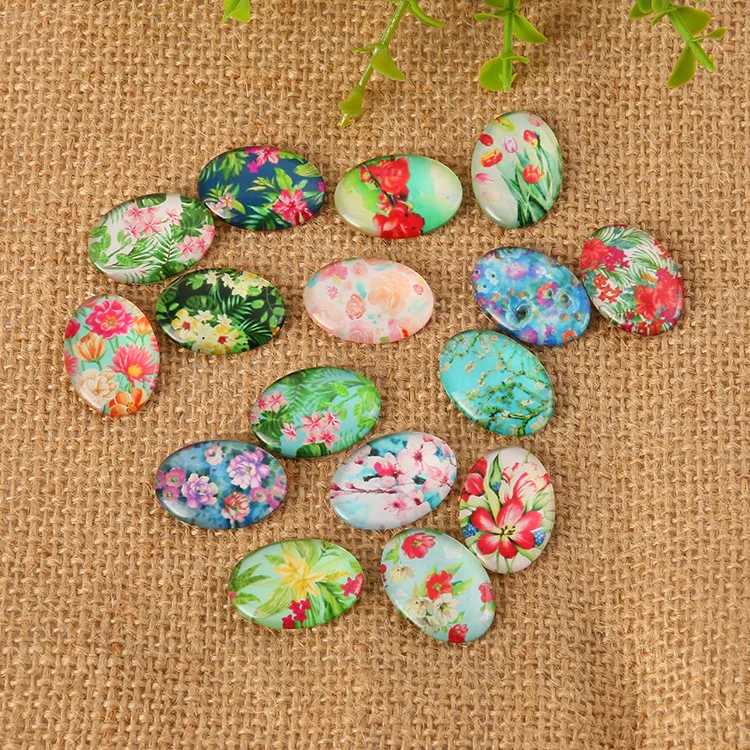 

10pcs/lot 18x25mm 20x30mm Oval Photo Glass Cabochons Mixed Color Cabochons For DIY Bracelet Earring Necklace Base Settings 028