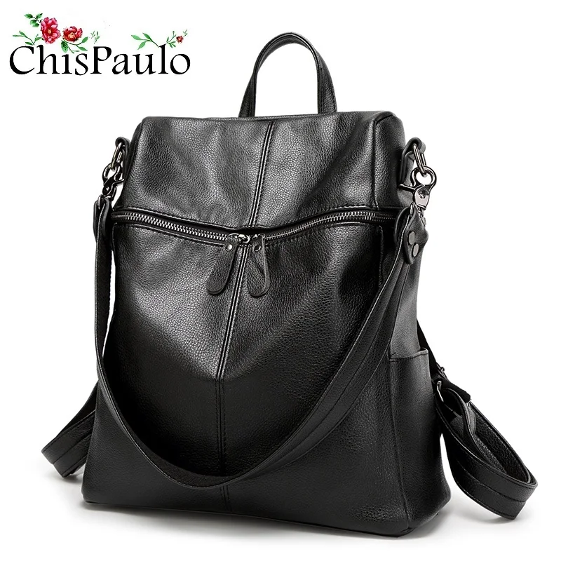 

Designer Cowhide Genuine Leather Backpack Preppy Style Large Capacity Shoulder Laptop Fashion Women's Travel Bags 2019 new N114
