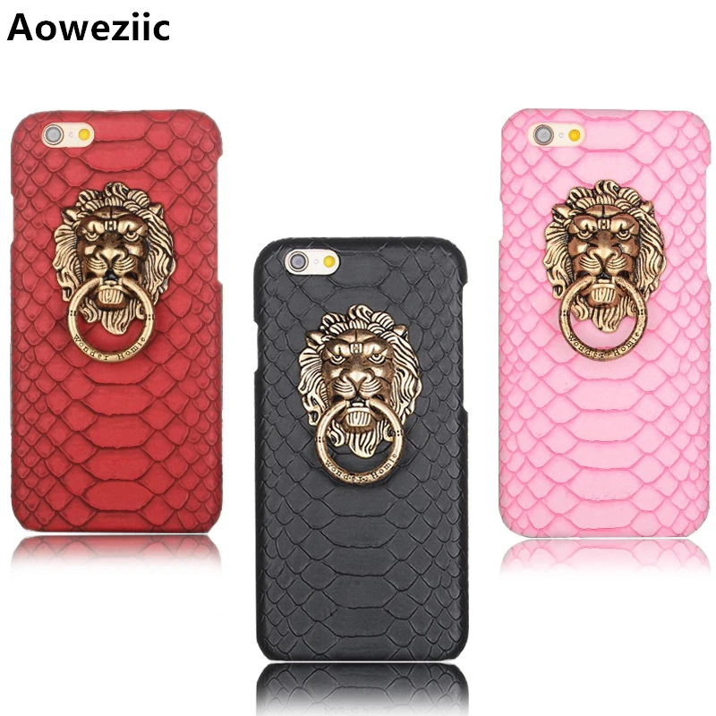 

Aoweziic 2018 New hot Lion head shop For iPhone 6s Plus phone case 7plus 8Plus X XR XS MAX punk ring buckle protection suit tide