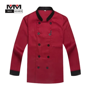 

M-3XL Unisex Chef Kitchen Cooking Uniforms Long Sleeve Jacket Double Breasted Coat Catering Restaurant Food Service Workwear Top