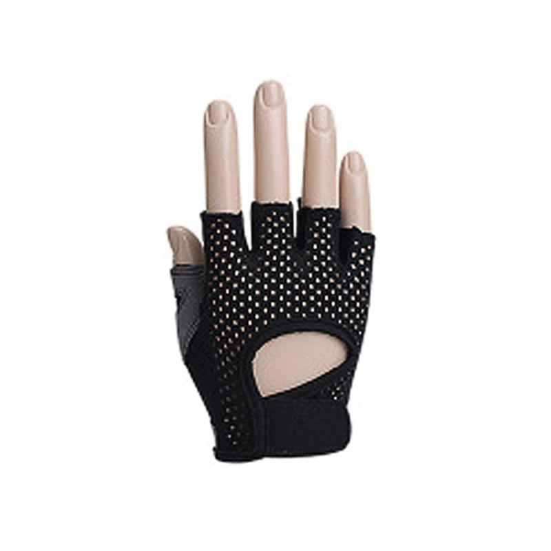 Черный Женские и мужские велосипедные перчатки с открытыми пальцами, дышащие противоскользящие перчатки для бодибилдинга и фитнеса - Цвет: Черный