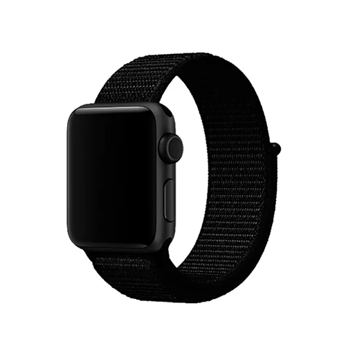 Спортивный бесшовный ремешок для apple watch, ремешок 42 мм, 38 мм, версия двухслойного тканого нейлона ремешок для наручных часов iwatch, версия 5/4/3/2/1 44 мм 40 мм браслет - Цвет ремешка: Pure black