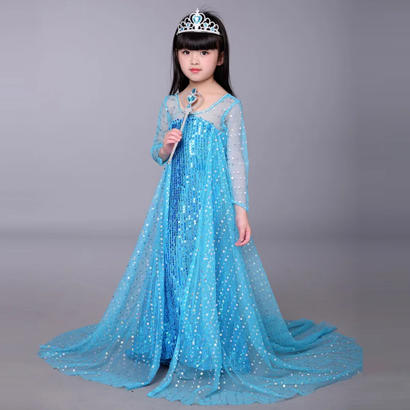 Vestido de princesa de Frozen para niña, traje fiesta de disfraz de Halloween, lentejuelas, envío gratis|Disfraces para niñas| - AliExpress