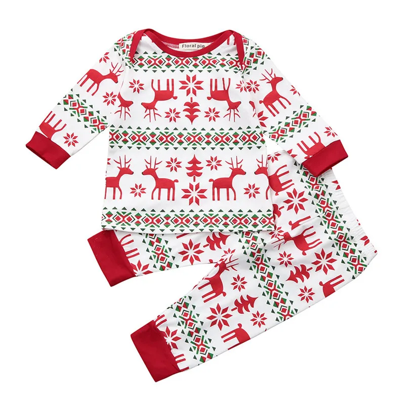 

Christmas Clothes 2PCS Kids Clothes Toddler Kids Baby Boy Girls Deers Printed Long Sleeve Tops+Pants Set Clothes Baby Set JY16#N