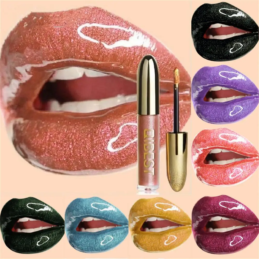 

Lips Makeup Gloss Magic Lipstick Glitter Lip Black Purple Blue Gold Long Lasting Make Up Waterproof Metallic Liquid Lipsticks
