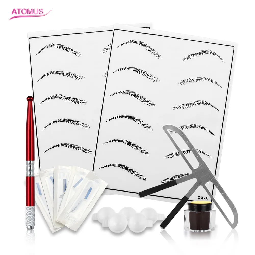 

Practice Microblading Kit With Deep Coffee Eyebrow Color Permanent Makeup Farb Stifte Stainless Steel Pinca Sobrancelha