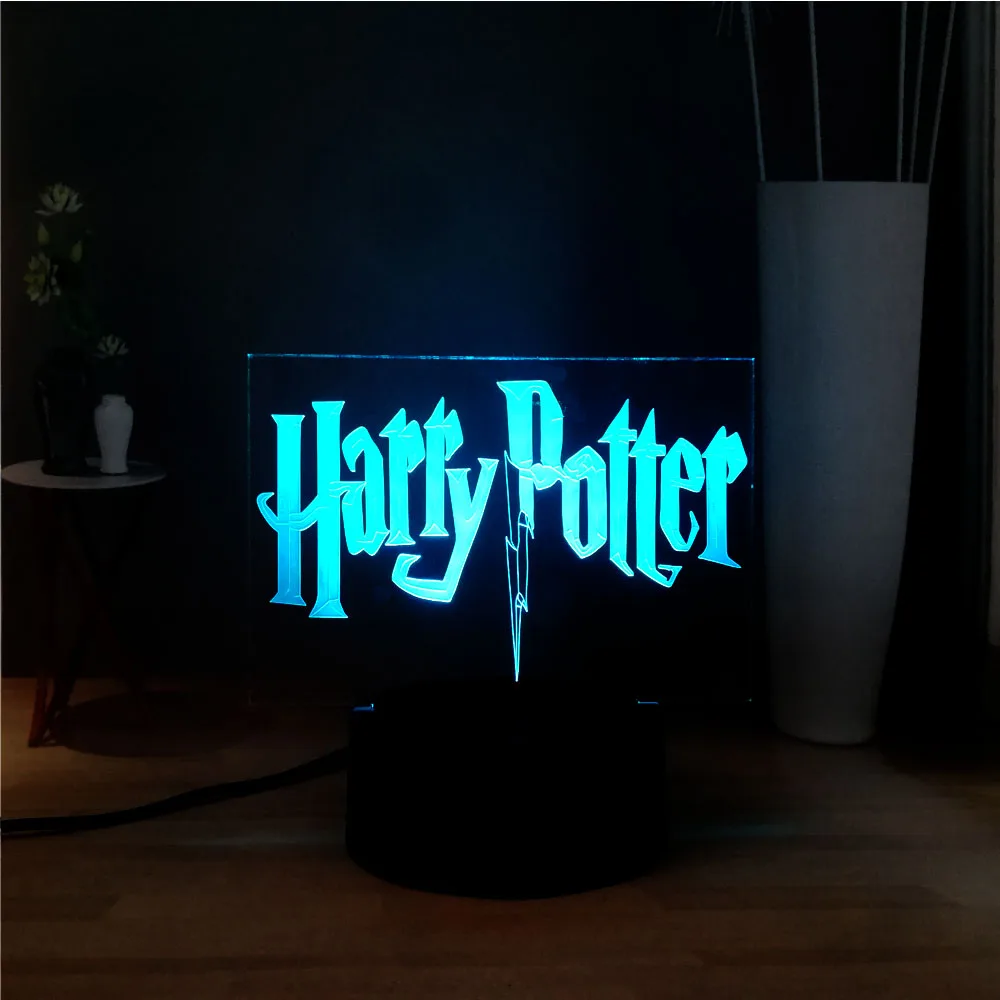 

New 3D Acrylic Panel Cool Harri potter Logo Illusion Bedside Home Bedroom USB Remote 7Color Change Table Mood Light Holiday Gift
