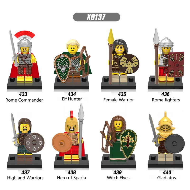 

Single Heroes Of Sparta DIY Blocks Elf Hunter Gladiatus Rome Medieval Knights Building Blocks X0137 Toys For Children