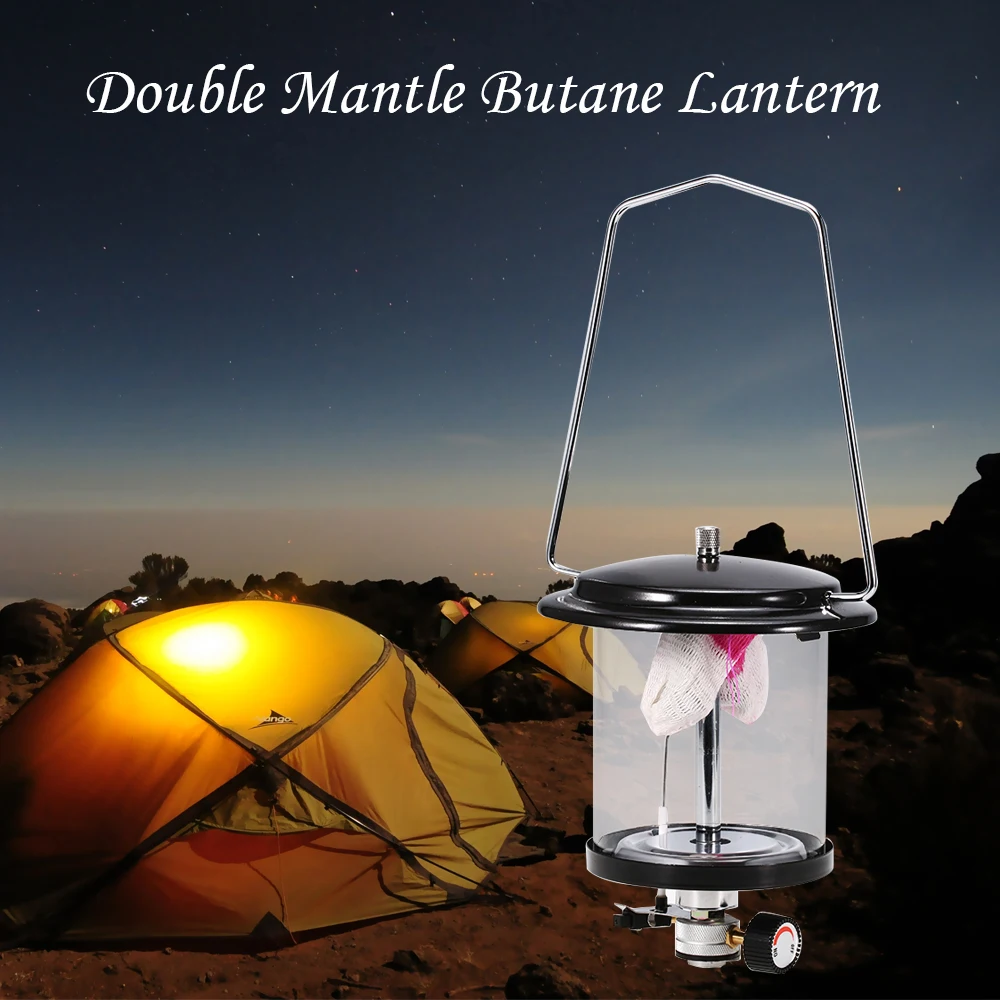 Outdoor Camping Double Mantle Butane Gas Lantern Lamp Mini 140lux