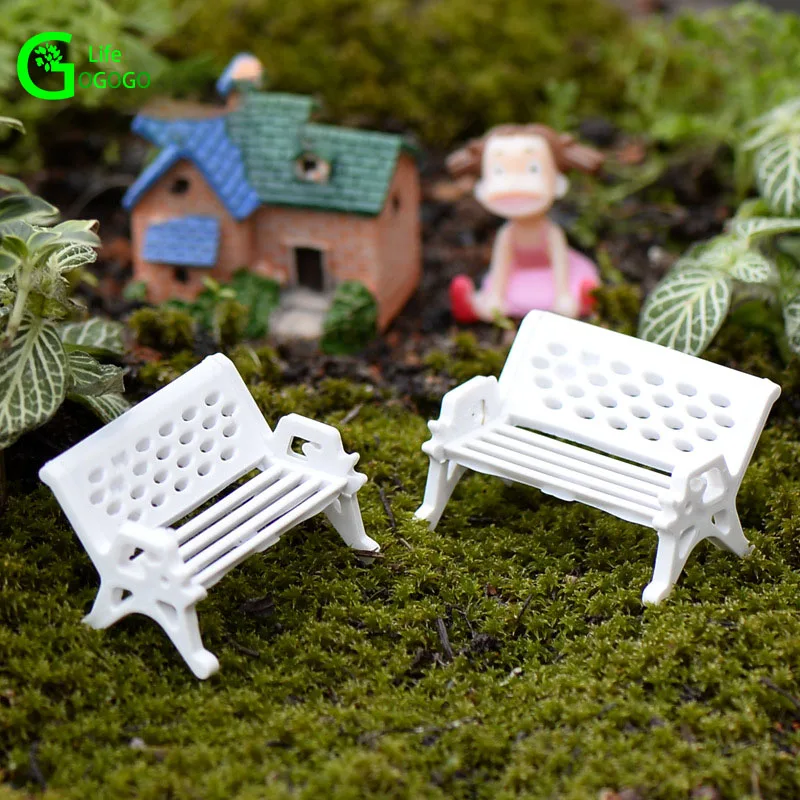 

3PCS Lovely Cute Mini Garden Chairs Micro Landscape DIY Craft Ornament Miniature Gnome Moss Terrarium Figurines Bonsai Deco