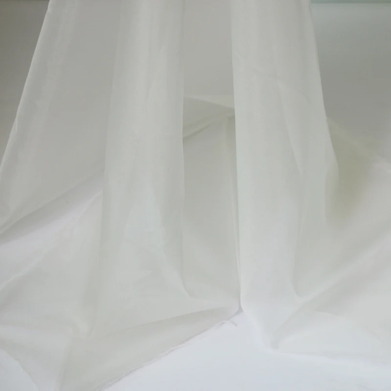 Натуральный белый шелк тутового шелкопряда органза ткань марля Tecido метр