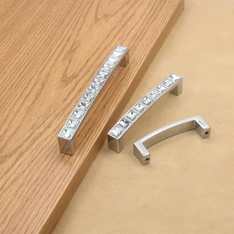 

U Type Crystal Handle Modern Minimalist Shoe Drawer Cabinet Door Handle Double Diamond 64mm Handles