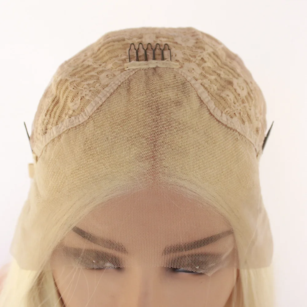 Прямой с волнистыми концами блонд синтетический парик фронта шнурка 613/желтый/красный отбеливатель блонд ежедневный натуральный парик для белых женщин