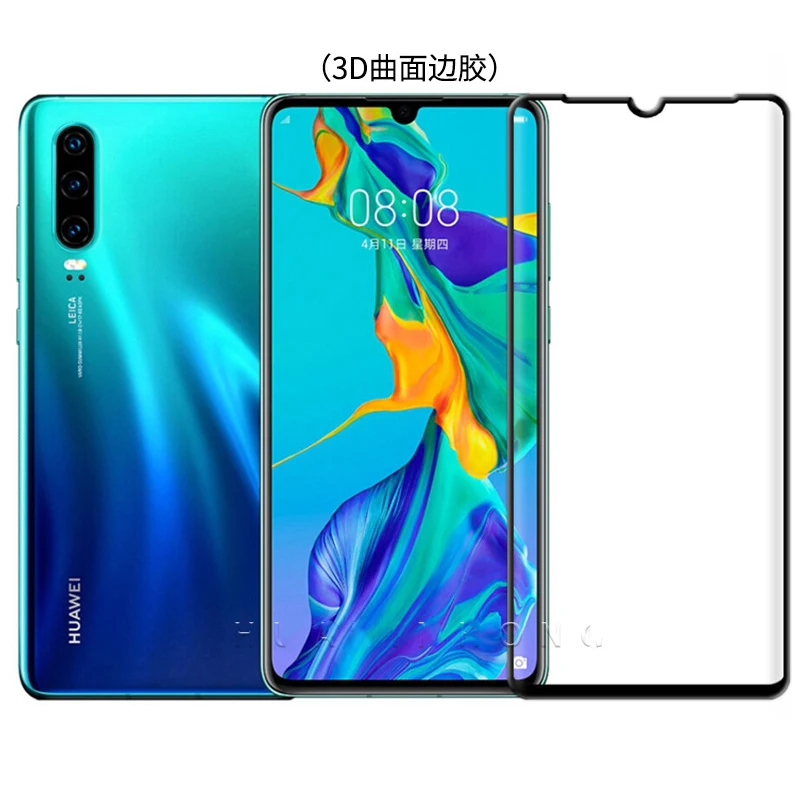 9H 3D Curved Edge Full Tempered Glass For Huawei P30 Pro Lite P30pro P30lite Black Full Cover Protective Film Screen Protector