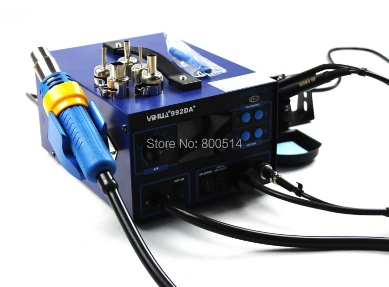 

New Digital Display SMD Hot Air Gun Rework Soldering Iron Station Fume Extractor -ZJ