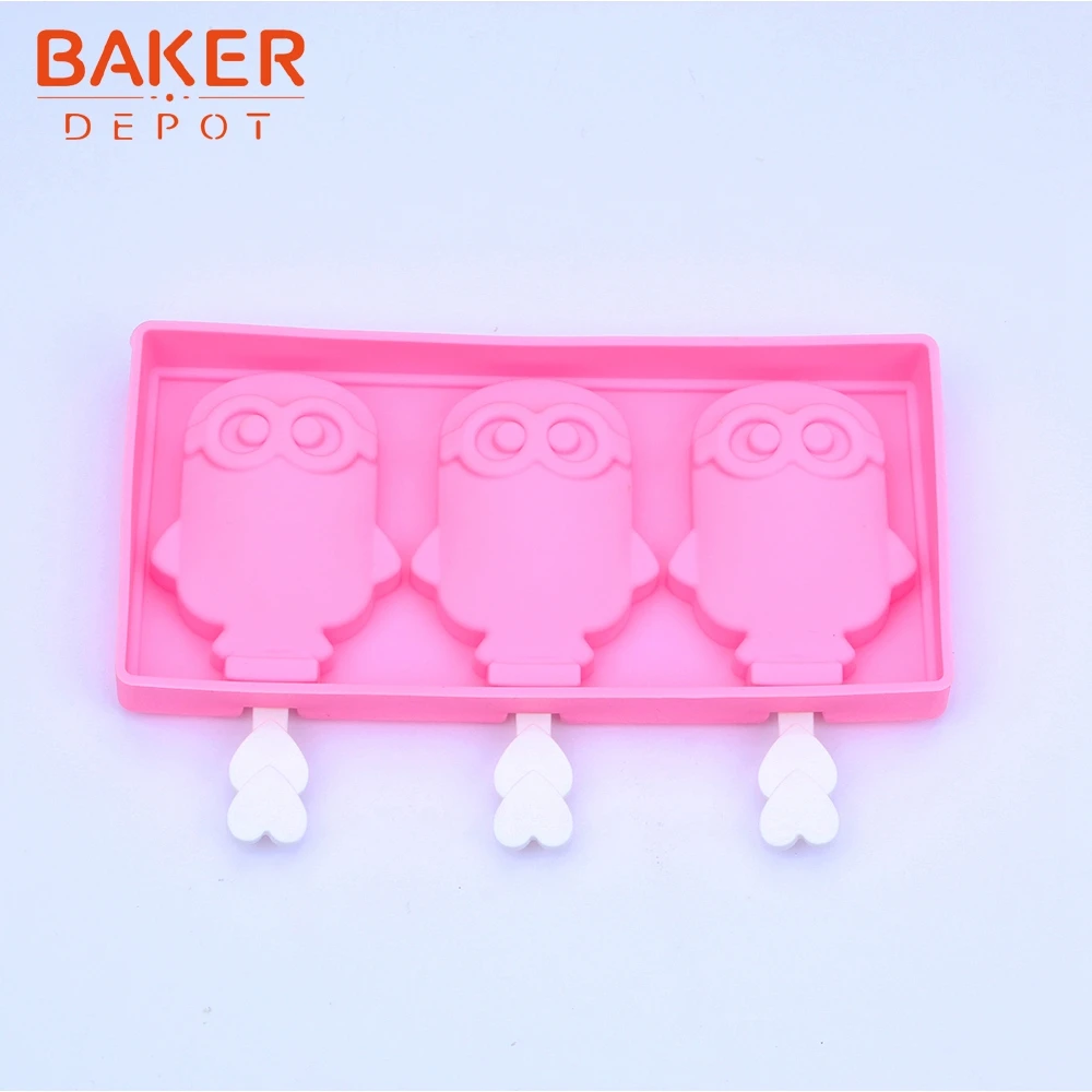 BAKER DEPOT силиконовый емкость для замораживания форма для изготовления мороженого Миньоны конфеты бар делая инструмент поп лоток для мороженого на палочке Формочки Для Мороженного «фруктовый лед» делая инструмент с палкой