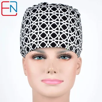 

unisex surgical caps in black with white circles