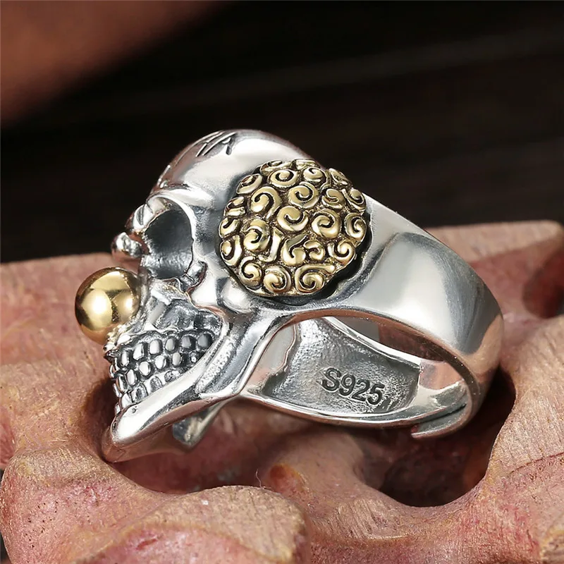 GAGAFEEL, 925 пробы Серебряное кольцо для байкеров, мужское регулируемое кольцо с джокером, мужское кольцо с клоуном, ювелирное изделие, подарок на день рождения