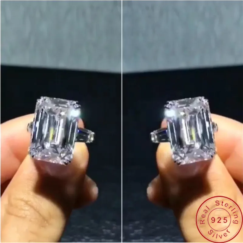 Choucong Подлинная кольцо из стерлингового серебра 925 Emeald cut 3ct AAAAA cz обручальные Обручальные кольца для женщин ювелирные украшения для свадебной вечеринки