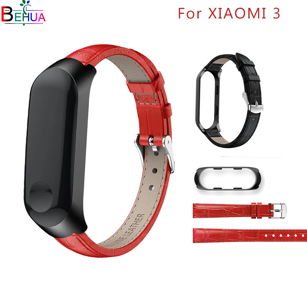 Ремешок кожаный для Xiaomi band 3 роскошный качественный сменный Браслет смарт-часов
