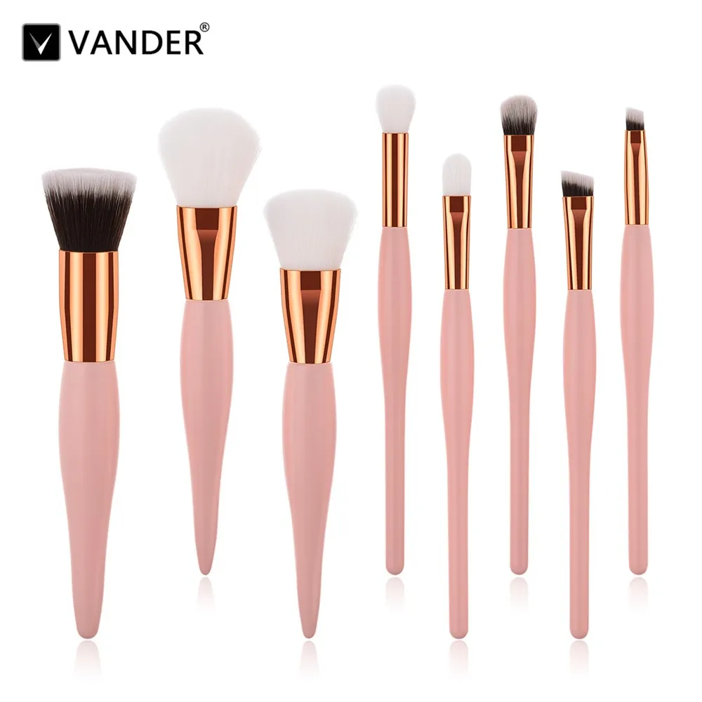 Pincéis de Maquiagem Pincel de Base de Maquiagem Vander Pcs Profissional Definida Cosméticos Blending Foundation pó Rosa Make up Brush 8 - 12 15 6 Vander 8 12 15 pcs Pincéis de
