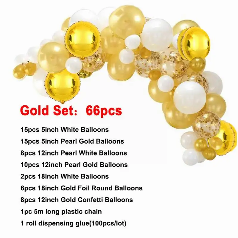 66pcs/set Rose Gold Balloon Arch Kit Rose Gold Balloon Garland Wedding Party Balloons Baby Shower Supplies Backdrop Decor - Цвет: gold