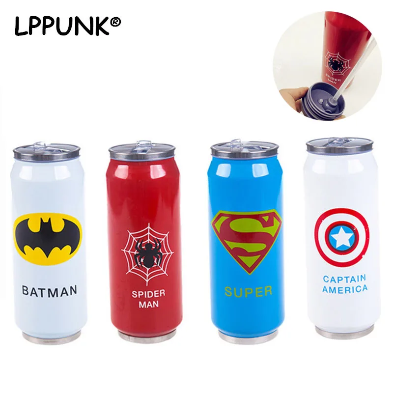 

hot 500ML Insulated auto Travel coffee mug hero Vacuum Flask Stainless Steel Thermos Cup league cans portable straw Water Bottle