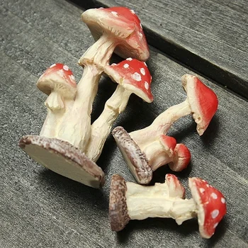 

Mini Resin Mushroom Toadstool Garden Ornaments Gnomes Potted Plants Decorations