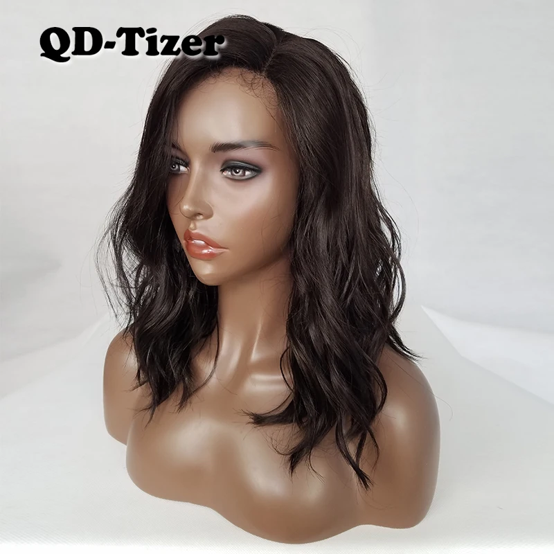 QD Tizer светильник коричневый цвет короткие волосы боб кружевные передние парики