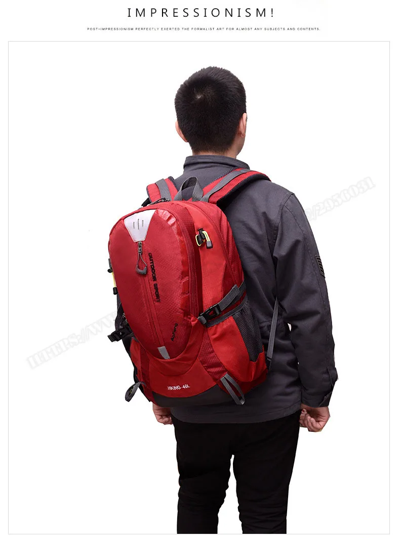 Hot Sale Red/green/balck 40L Outdoor Mountaineering Bags Water Nylon Shoulder Bag Men And Women Travel Hiking Camping Backpack