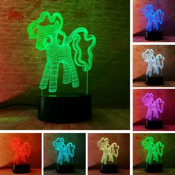 

Luminous Little Unicornio Anime Figure 3D Illusion LED NightLight Flashing Colorful Light Desk Lamp Unicorn Party Toys