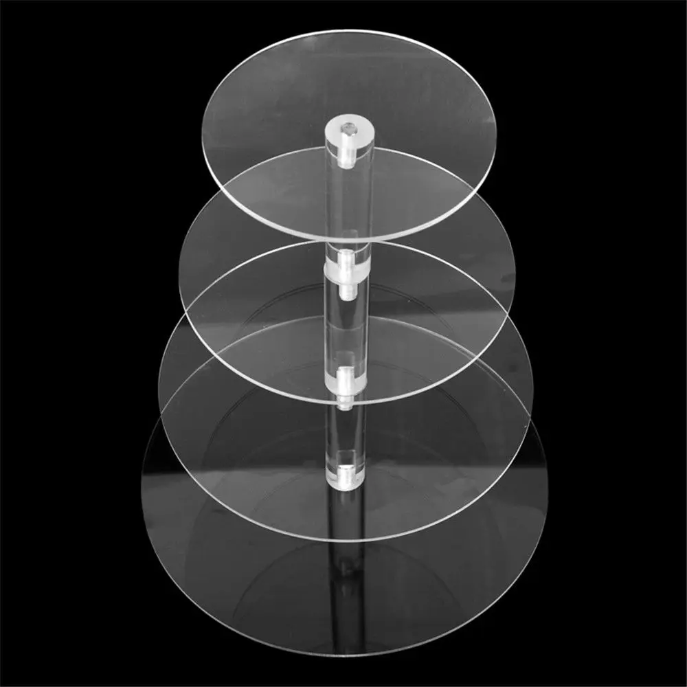 Акриловая 3/4 слойная подставка для торта, свадебные торты, круглая чашка для кекса, держатель для дня рождения, подставки для десертов, дисплей, подставки для кексов - Color: 4 Tiers
